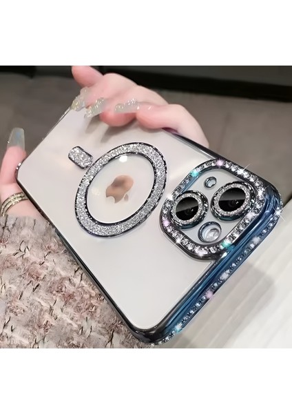 Iphone 15 Uyumlu Şeffaf Taşlı Magsafe Özellikli Kılıf indirimleri