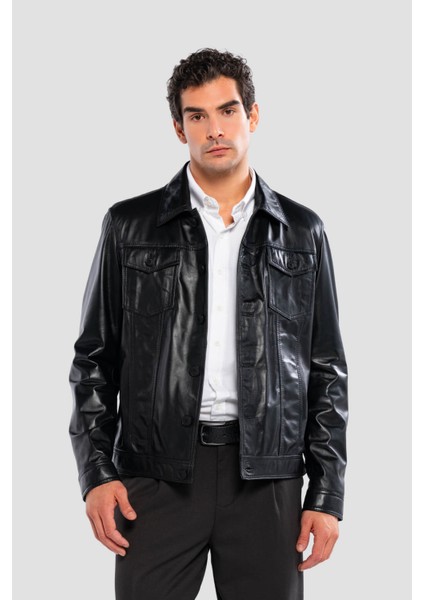 Erkek Hakiki Deri Siyah Deri Deri Mont 415 K-899 Y Erk Dr Mont Y25 Sıyah Dr