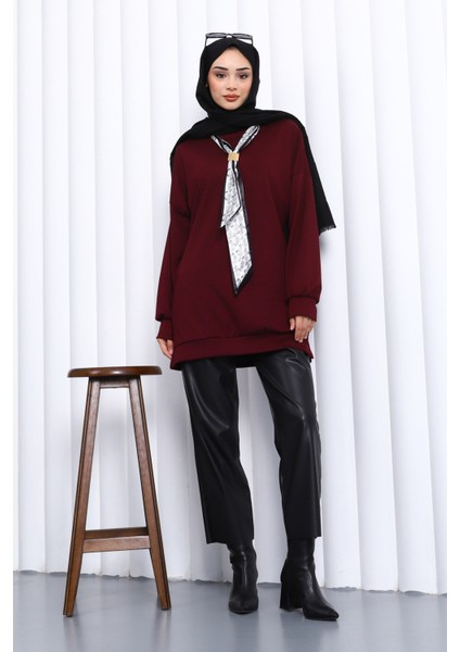 Mürdüm Fular Aksesuarlı Modal Tunik fiyatları
