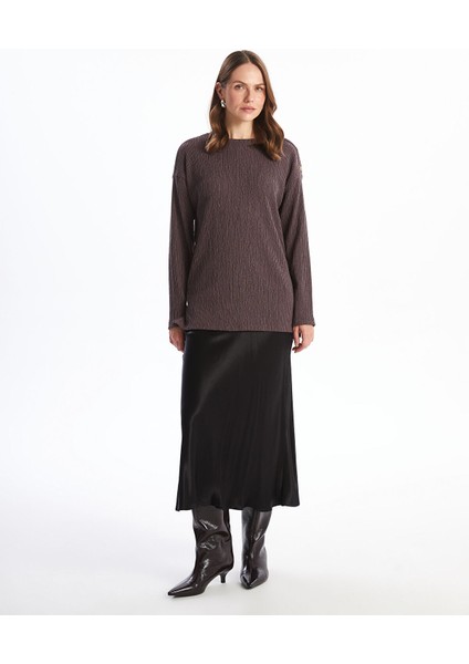 Yeni Sezon Bisiklet Yaka Düz Uzun Kollu Oversize Kadın Bluz fiyatları