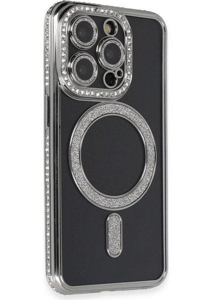 Newface Iphone 14 Pro Max Kılıf Joke Simli Magneticsafe Kılıf - Gri