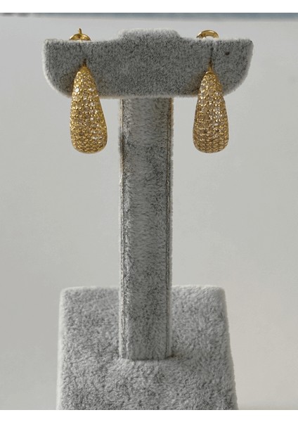 Yarısı Taşlı Yarısı Parlak Gold Halka Küpe fiyatları