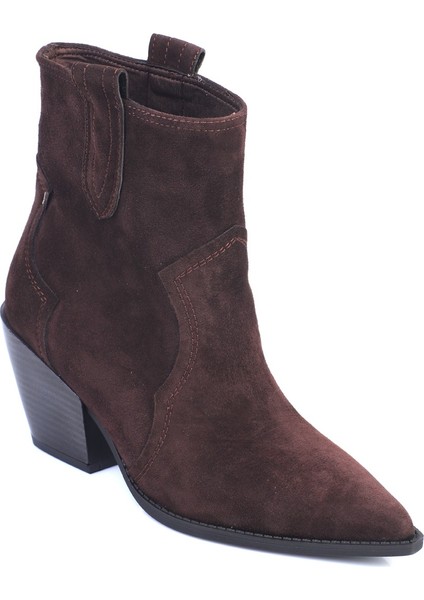 Tiffani Sivri Burunlu Hakiki Deri Yandan Çekmeli Kadın Kovboy Bot