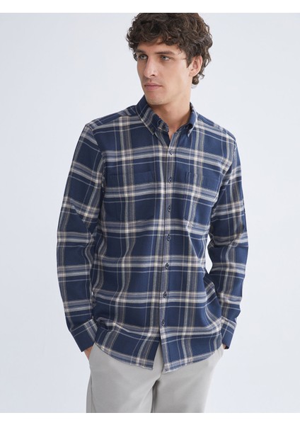 Yeni Sezon Regular Fit Uzun Kollu Ekose Gabardin Erkek Gömlek
