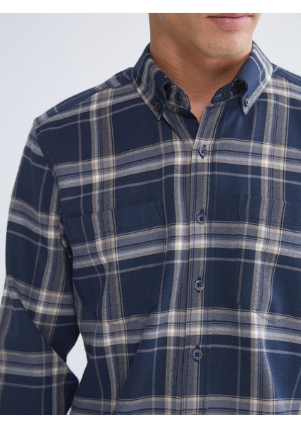 Yeni Sezon Regular Fit Uzun Kollu Ekose Gabardin Erkek Gömlek modelleri