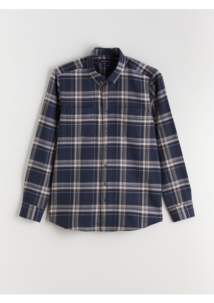 Yeni Sezon Regular Fit Uzun Kollu Ekose Gabardin Erkek Gömlek indirimleri