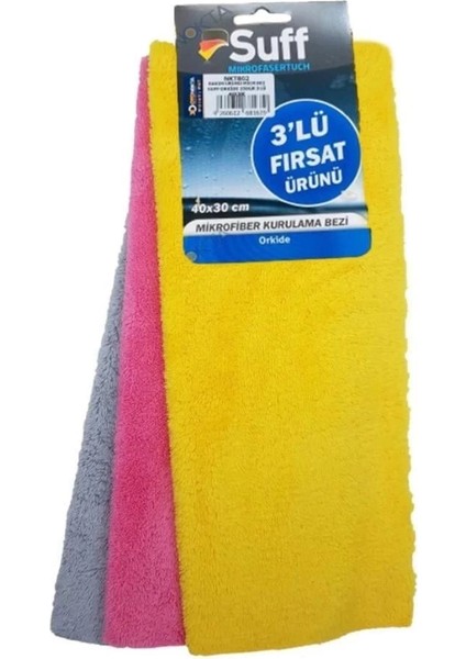 Heyf Suff Orkide Mikrofiber Yumuşak Cila ve Kurulama Bezi 3 Lü 40X40CM