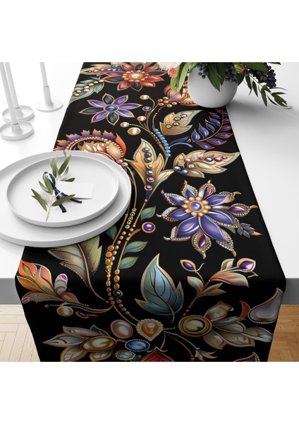 Dijital Baskılı Runner - Çiçek Desenli - 140X40 cm