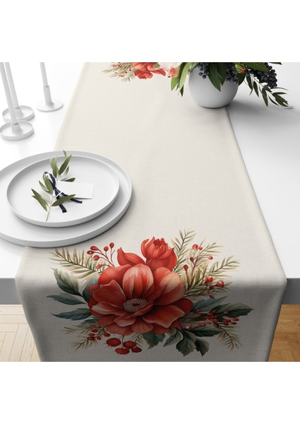 Dijital Baskılı Runner - Yılbaşı / Christmas Desenli - 140X40 cm