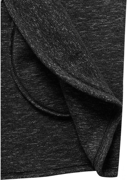 Kırçıllı Siyah Kadın 3 Iplik Şardonlu Kapüşonlu Ceket – Asimetrik Fermuarlı Oversize modelleri