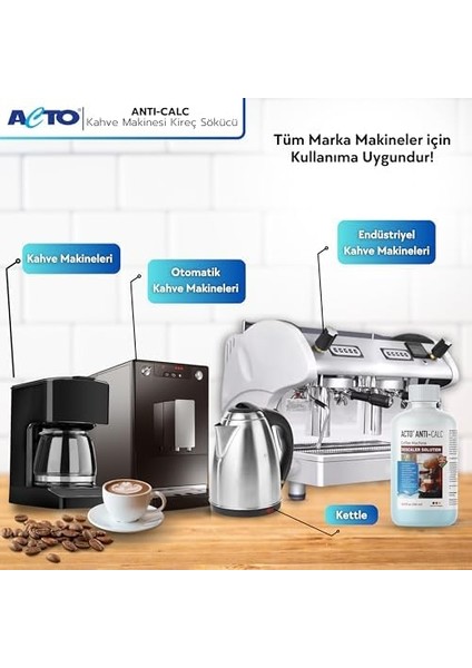 -Calc 500 ml - Espresso Makinesi, Kahve Makinesi Kireç Çözücü, Her Tür Kahve Makinesi ve Su Isıtıcısı Için Sıvı Kireç Çözücü fiyatları