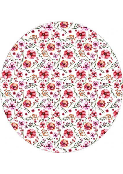 Yuvarlak Çiçek Desenli Duck Kumaş Masa Örtüsü 150X150 cm indirimleri