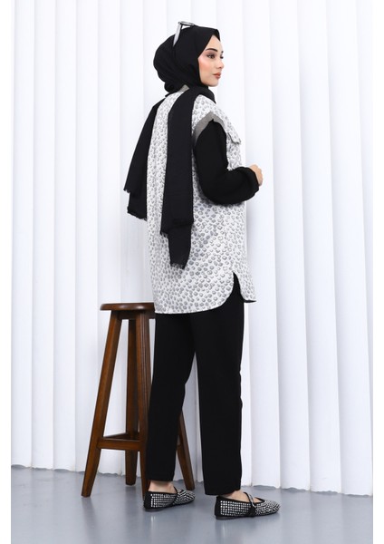 Siyah Tunik Yelek Pantolon Üçlü Takım fırsatları