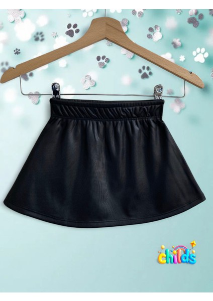 Alt Üst Takım Leopar Uzun Kol Üst Parlak Içi Tüylü Deri Görünümlü Siyah Mini Etek indirimleri