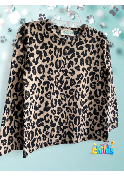 Alt Üst Takım Leopar Uzun Kol Üst Parlak Içi Tüylü Deri Görünümlü Siyah Mini Etek