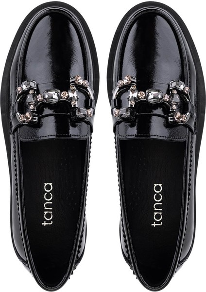 Kadın Hakiki Deri Siyah Rugan Loafer Ayakkabı 488 9000 Bn Ayk SK25-26 Sıyah Krsk Rgn indirimleri