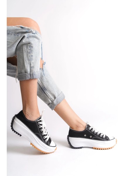 Parıs Bağcıklı Ortopedik Taban Kadın Sneaker Spor Ayakkabı Tbt - Siyah fiyatları