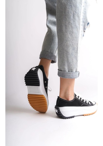 Parıs Bağcıklı Ortopedik Taban Kadın Sneaker Spor Ayakkabı Tbt - Siyah modelleri