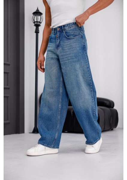 Puertas Erkek Yüksek Bel Balon Baggy Fit Bol Kesim Kot Pantolon fiyatları