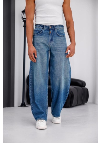 Puertas Erkek Yüksek Bel Balon Baggy Fit Bol Kesim Kot Pantolon fırsatları
