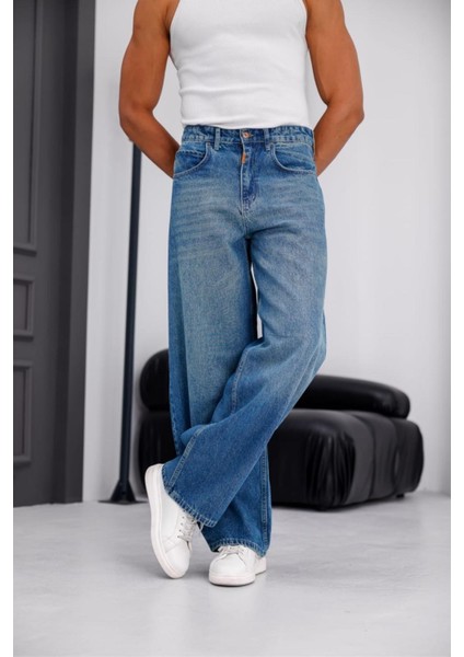 Puertas Erkek Yüksek Bel Balon Baggy Fit Bol Kesim Kot Pantolon indirimleri