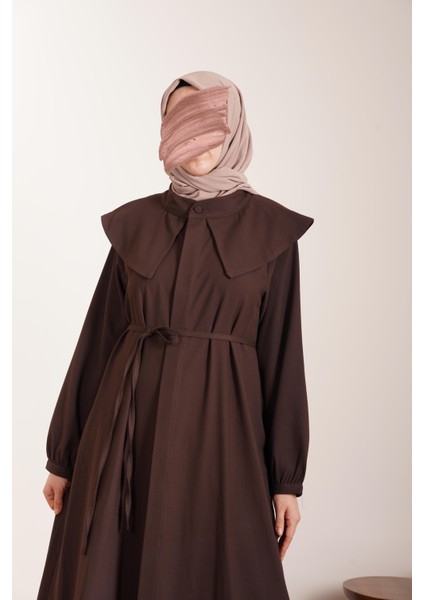 Yakalı Elbise Ferace - Acı Kahve