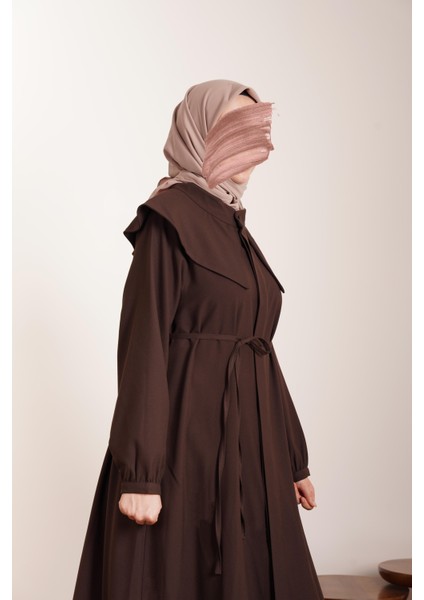 Yakalı Elbise Ferace - Acı Kahve modelleri