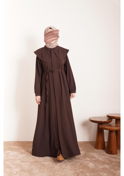 Yakalı Elbise Ferace - Acı Kahve indirimleri