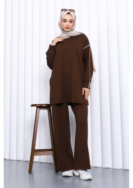 Kahverengi Biyeli Tunik Pantolonlu Modal Takım fiyatları