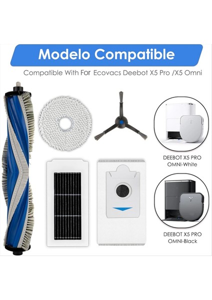 Ecovacs Deebot X5 Omni/x5 Pro Omni Elektrikli Süpürge Ana Yan Fırçalar Hepa Filtre Paspas Pedleri Toz Torbaları Aksesuar Seti (Yurt Dışından) fiyatları