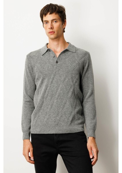 Erkek Polo Yaka Hasır Örgü Baklava Yürütmeli Yün Kazak Y.füme fırsatları