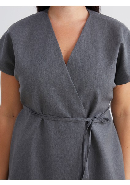 Yeni Sezon Büyük Beden Kruvaze Yaka Kuşaklı Bluz modelleri