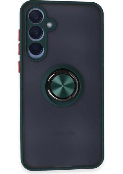 Newface Samsung Galaxy A15 4g Kılıf Montreal Yüzüklü Silikon Kapak - Yeşil