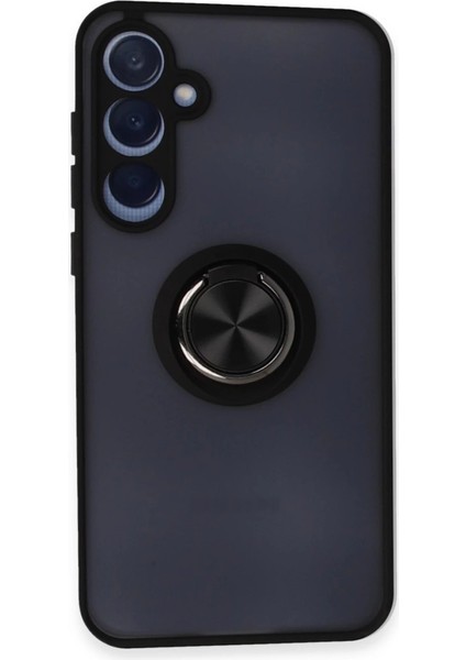 Newface Samsung Galaxy A25 5g Kılıf Montreal Yüzüklü Silikon Kapak - Siyah