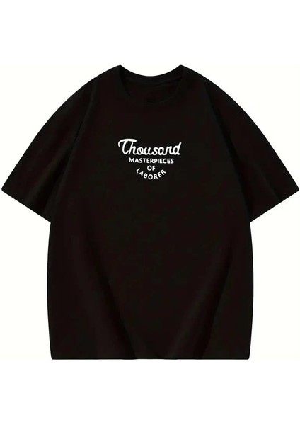 Thousand Ön Arka Baskılı Oversize Bisiklet Yaka T-Shirt - Siyah fiyatları