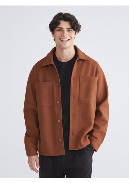 Yeni Sezon Rahat Kalıp Uzun Kollu Erkek Kaşe Gömlek Ceket