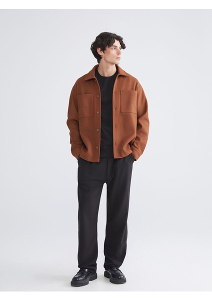 Yeni Sezon Rahat Kalıp Uzun Kollu Erkek Kaşe Gömlek Ceket fiyatları