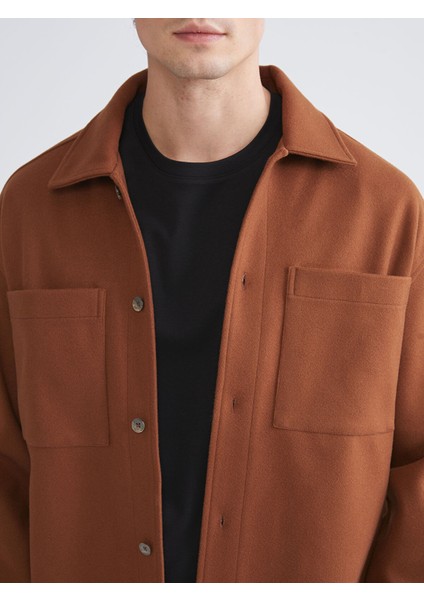 Yeni Sezon Rahat Kalıp Uzun Kollu Erkek Kaşe Gömlek Ceket modelleri