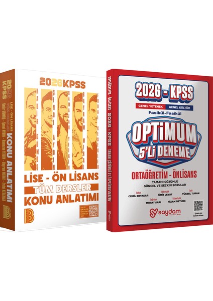 2026 Kpss Lise Ön Lisans Tüm Dersler Konu Anlatımı - Optimum 5 Deneme