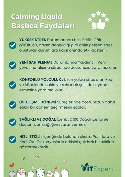 Kedi ve Köpekler Için %100 Doğal Anti Stress Sakinleştirici ve Rahatlatıcı Calming Liquid Damla 50 ml fırsatları