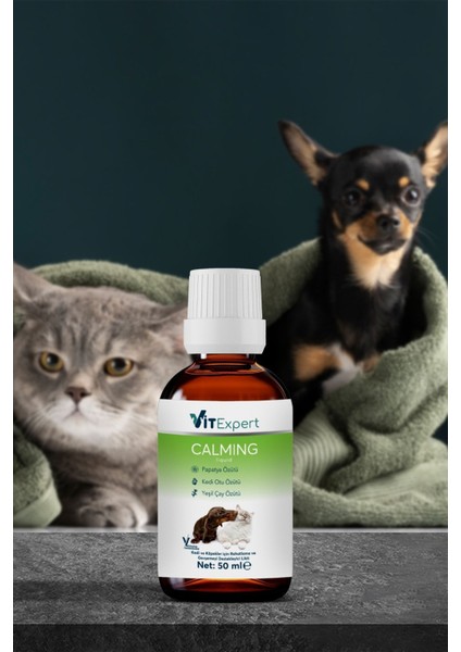 Kedi ve Köpekler Için %100 Doğal Anti Stress Sakinleştirici ve Rahatlatıcı Calming Liquid Damla 50 ml