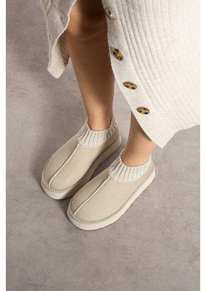 Kadın Triko Boğazlı Kalın Taban Süet Içi Kürklü Şık Günlük Bot