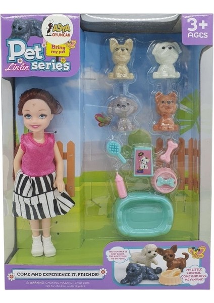 Pet Shop - Bebekli Köpek Bakım Seti - 7722-3 - Esmer (Lisinya)