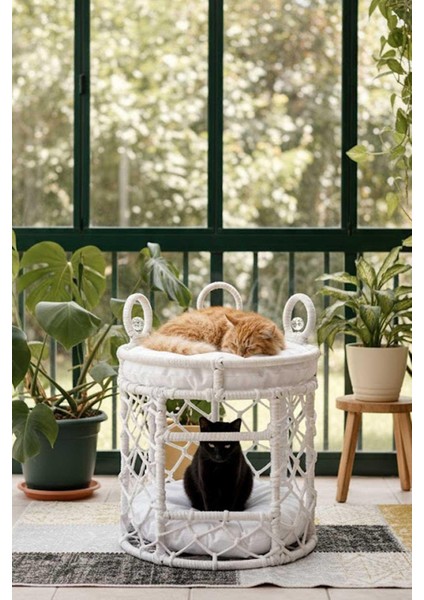 o Lüxperi Kristal Taşlı Iki Katlı Kedi Yatağı, Kedi Ranzası Beyaz fiyatları