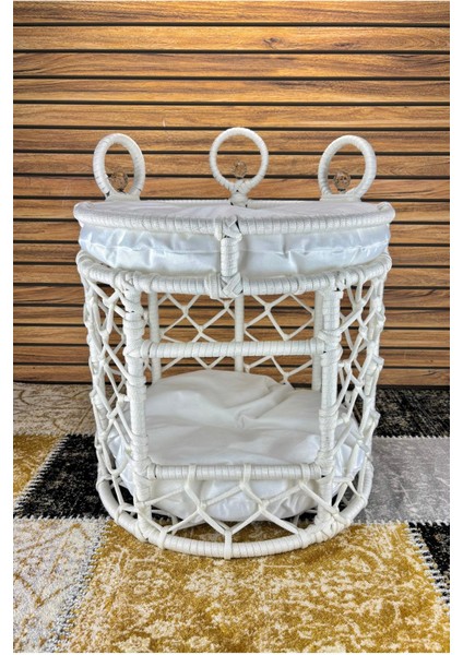 o Lüxperi Kristal Taşlı Iki Katlı Kedi Yatağı, Kedi Ranzası Beyaz