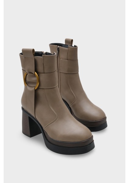 Tiffany Yuvarlak Burunlu Yandan Fermuarlı Orta Topuklu Kadın Bot