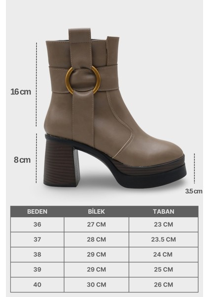 Tiffany Yuvarlak Burunlu Yandan Fermuarlı Orta Topuklu Kadın Bot