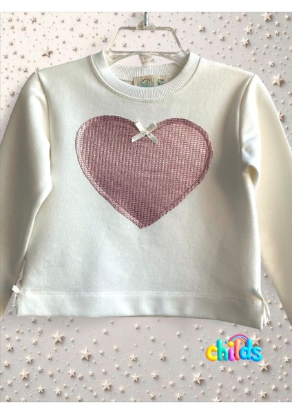 Alt Üst Takım Uzun Kollu Krem Pamuklu Sweatshirt Parlak Etekli Kız Çocuk Takım fırsatları