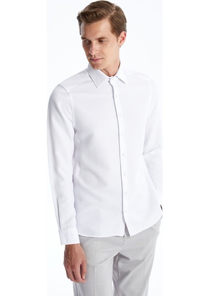 Yeni Sezon Slim Fit Uzun Kollu Armürlü Erkek Gömlek
