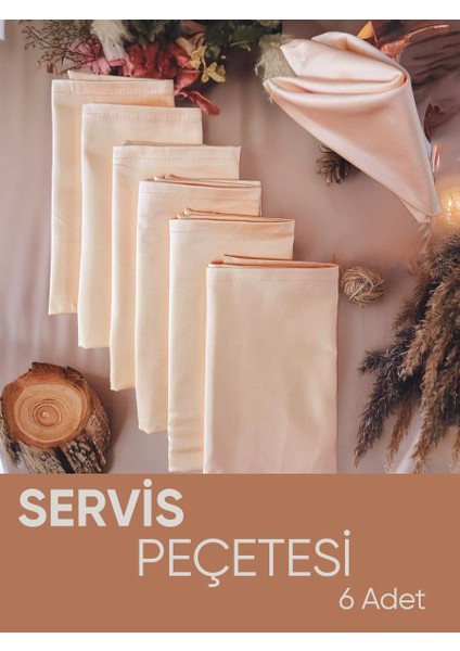Yavruağzı, Turuncu Renk Pamuk Saten Servis Peçetesi Sunum Peçetesi Amerikan Servis 6'lı Kumaş Peçete – 45X45 cm